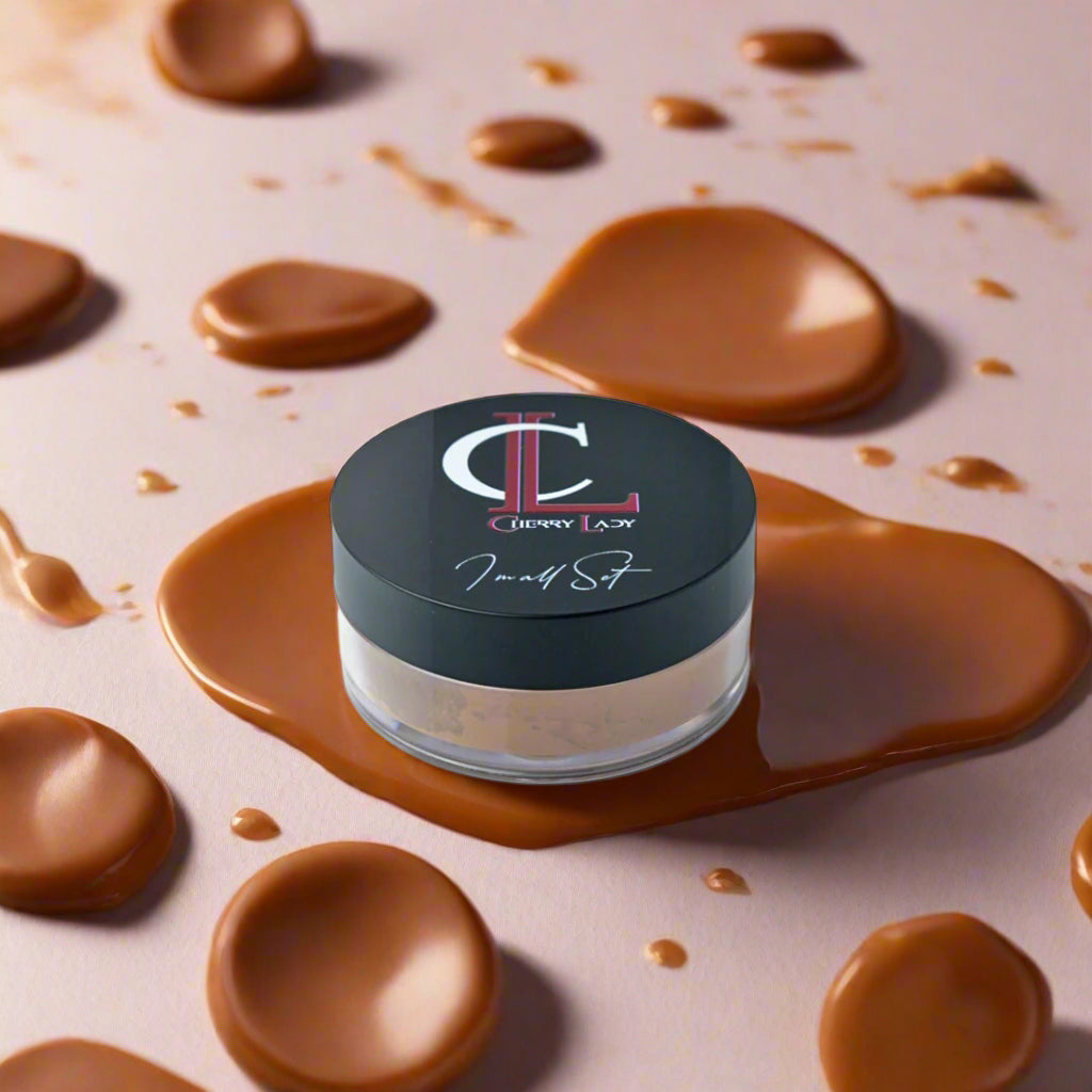 Cherry Lady Caramel Loose Powder for Face – Mineral, Acne-Fighting, Long-Lasting-Filter effect-smooth makeup